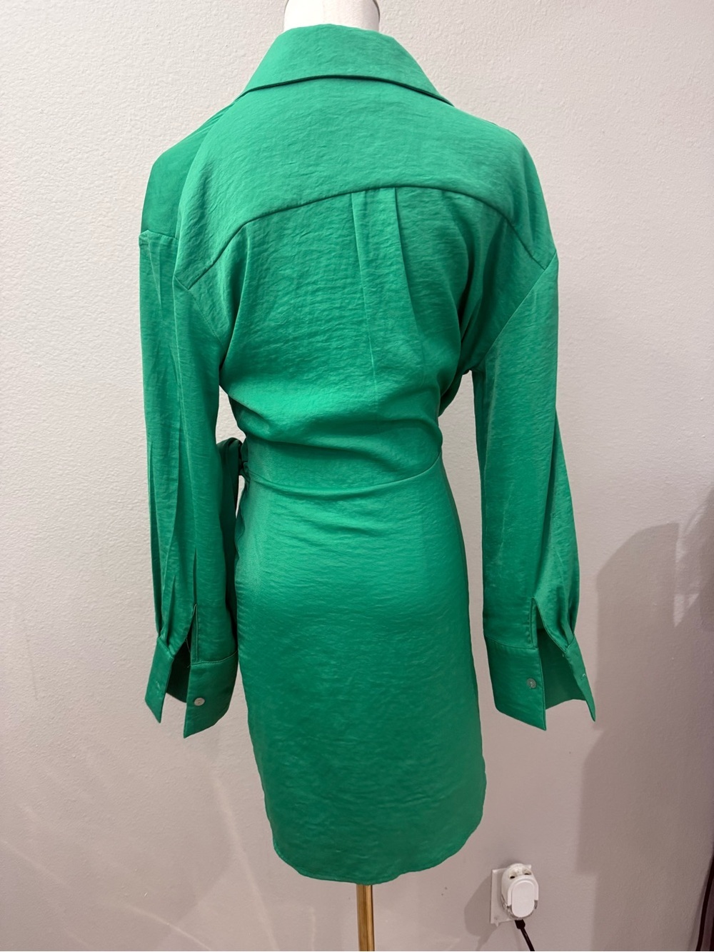 Kasia Resort Anthropologie Women’s Green Wrap Shirt Dress sz S - Picture 2 of 3